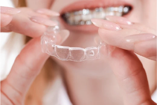 Clear aligners in hands