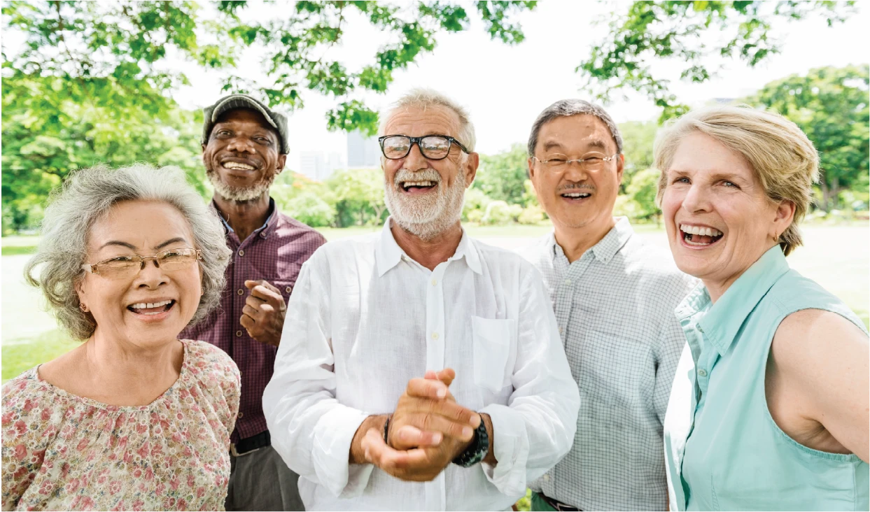 Older adults smiling together