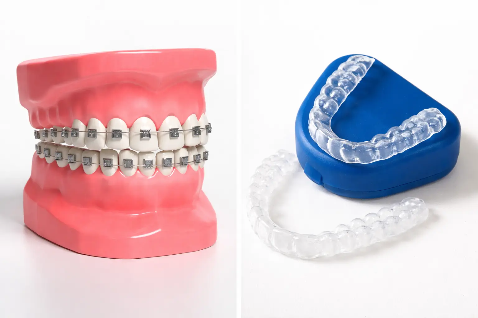 Braces and aligners side-by-side visual for teen alignment options